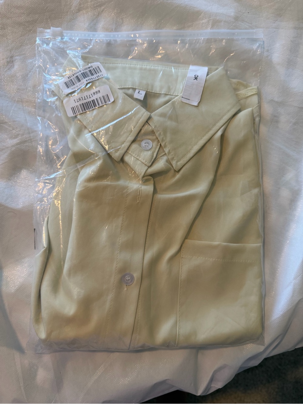 Classic Button-Down Shirt in Light Yellow/Green.